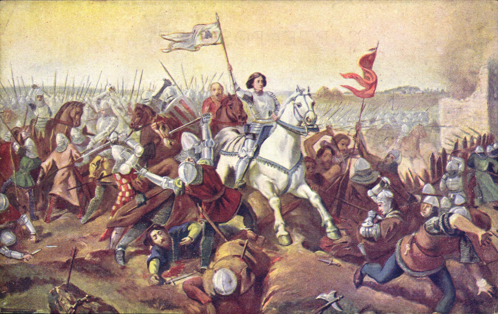 CPA Jeanne d'Arc Jeanne suivie de ses intrepides chevaliers et soldats travers les lignes des ennemis 