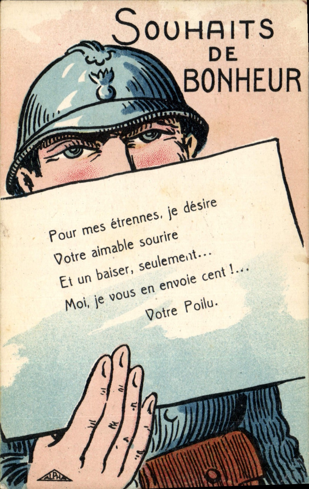 CPA Fantaisie Illustrateur Griff Souhaits de bonheur Militaria