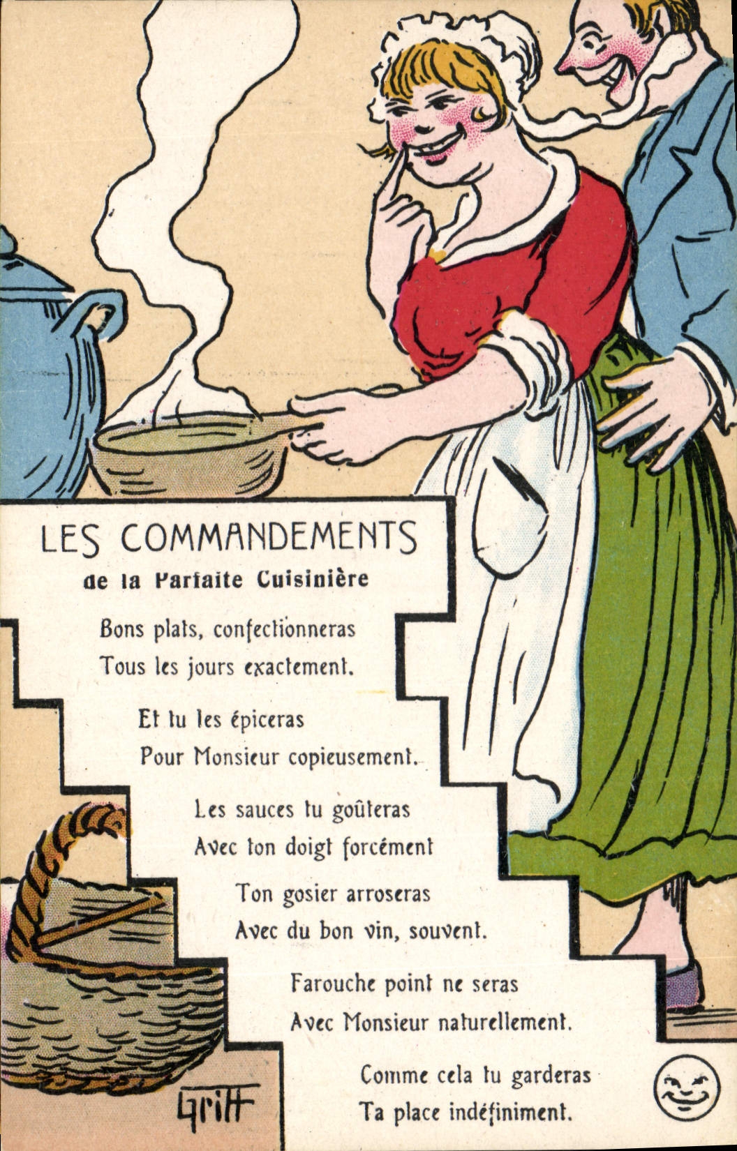 CPA Fantaisie Illustrateur Griff Les commandements de la parfaite cuisiniere 