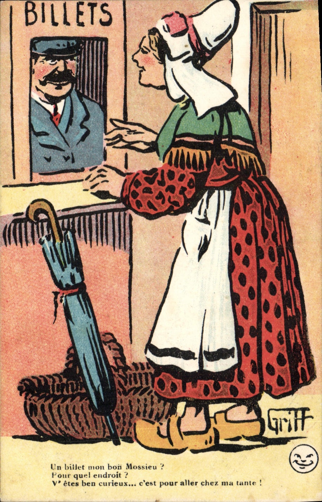 Postal Fantasia Ilustrador Griff Billetes