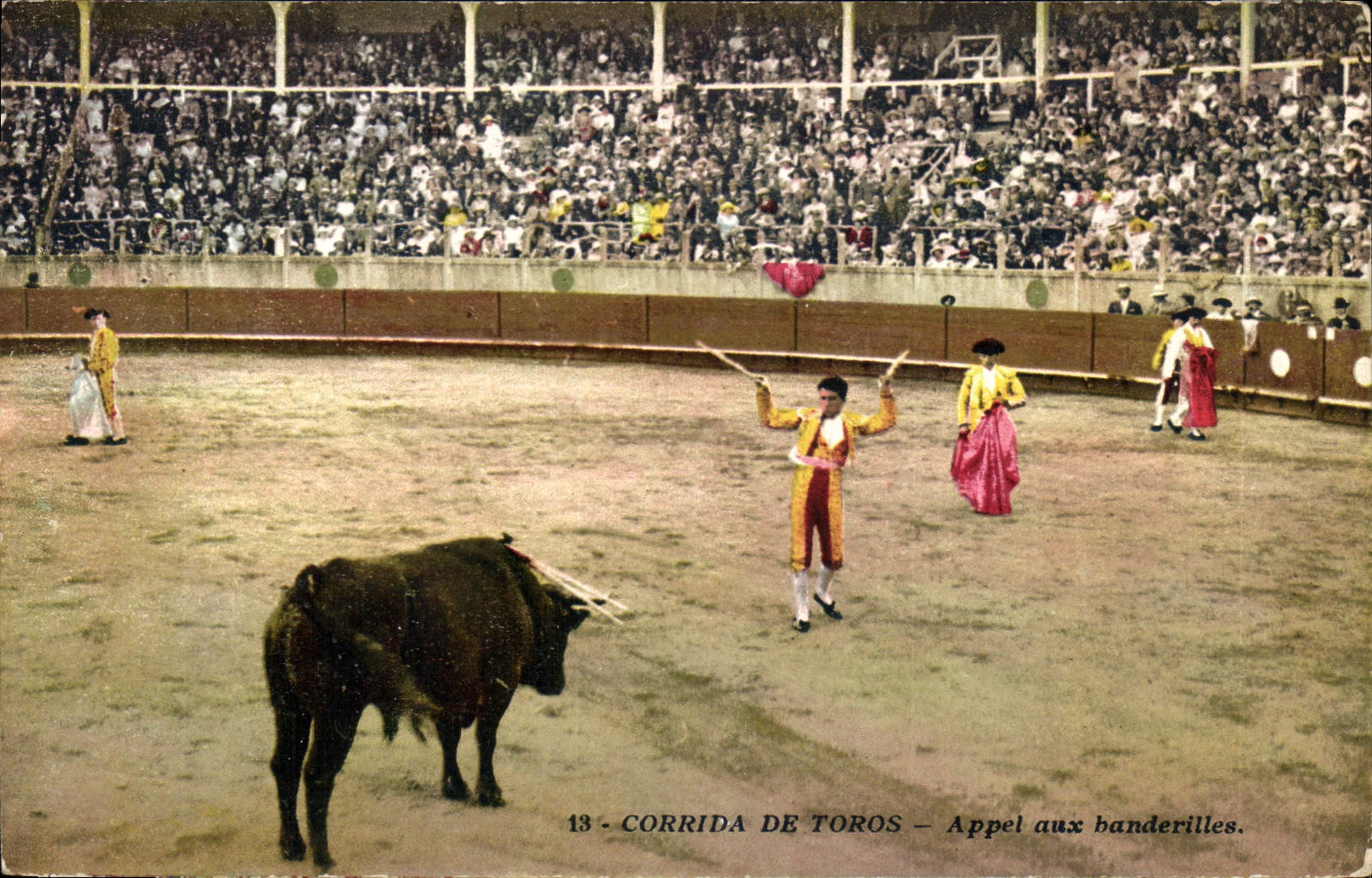 CPA Corrida Course de taureaux Appel aux banderilles