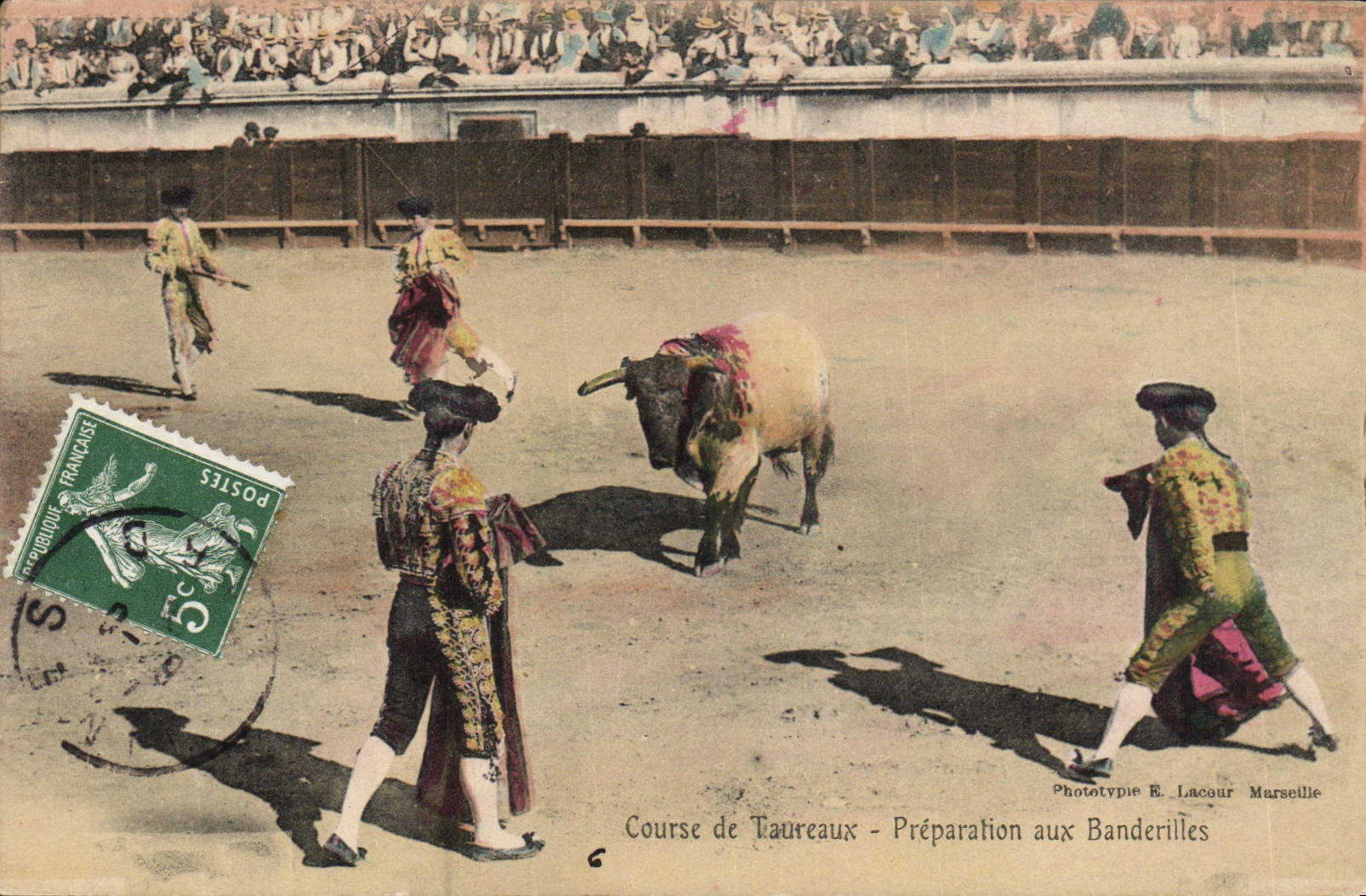 CPA Corrida Course de taureaux Preparation aux banderilles