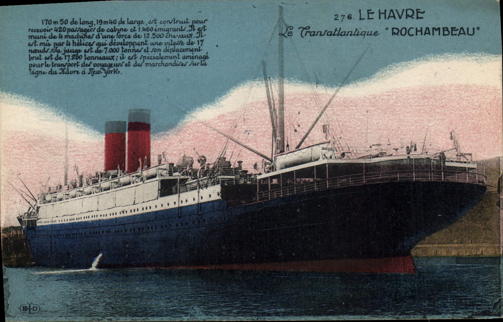 CPA Bateau Paquebot Le Havre Rochambeau