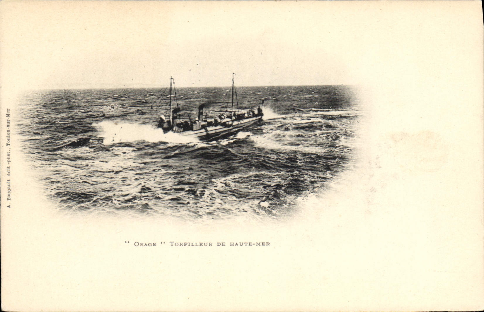 Vintage Postcard Boat Steamer Storm Destroyer of open sea