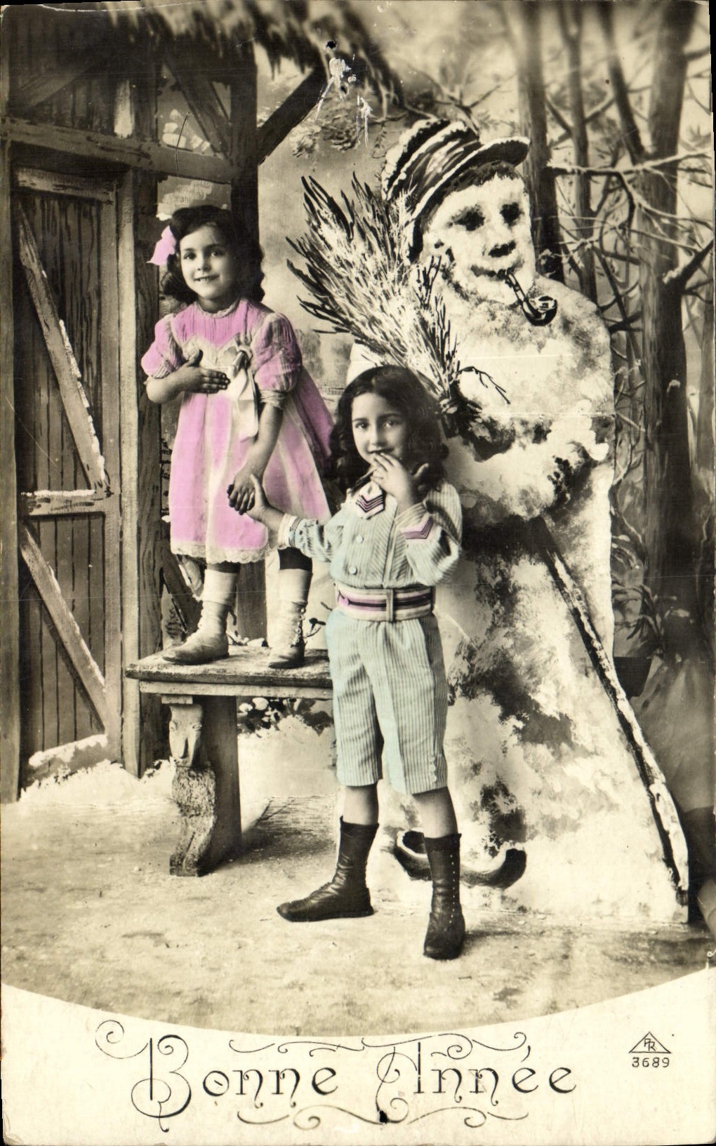 CPA Fantaisie Bonhomme de neige Enfants 