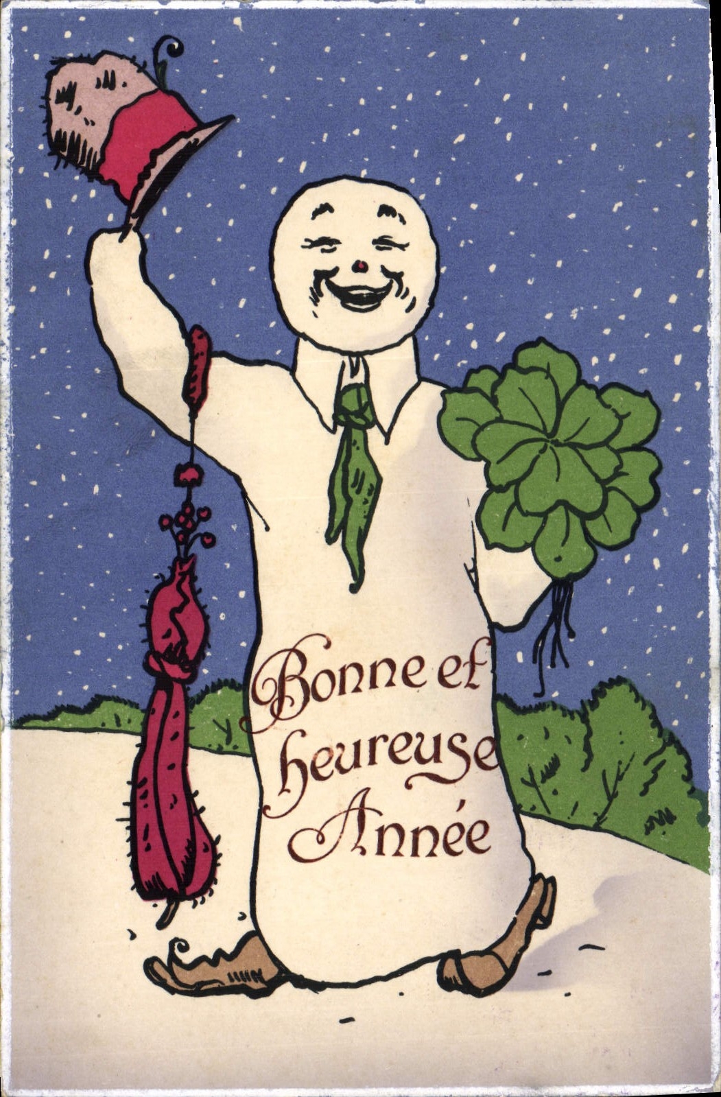 CPA Fantaisie Bonhomme de neige Enfant 