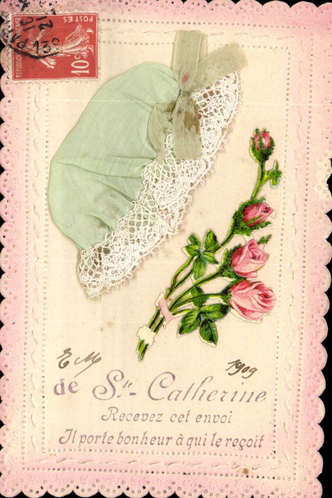 CPA Fantaisie Brodee Bonnet Ste Catherine 