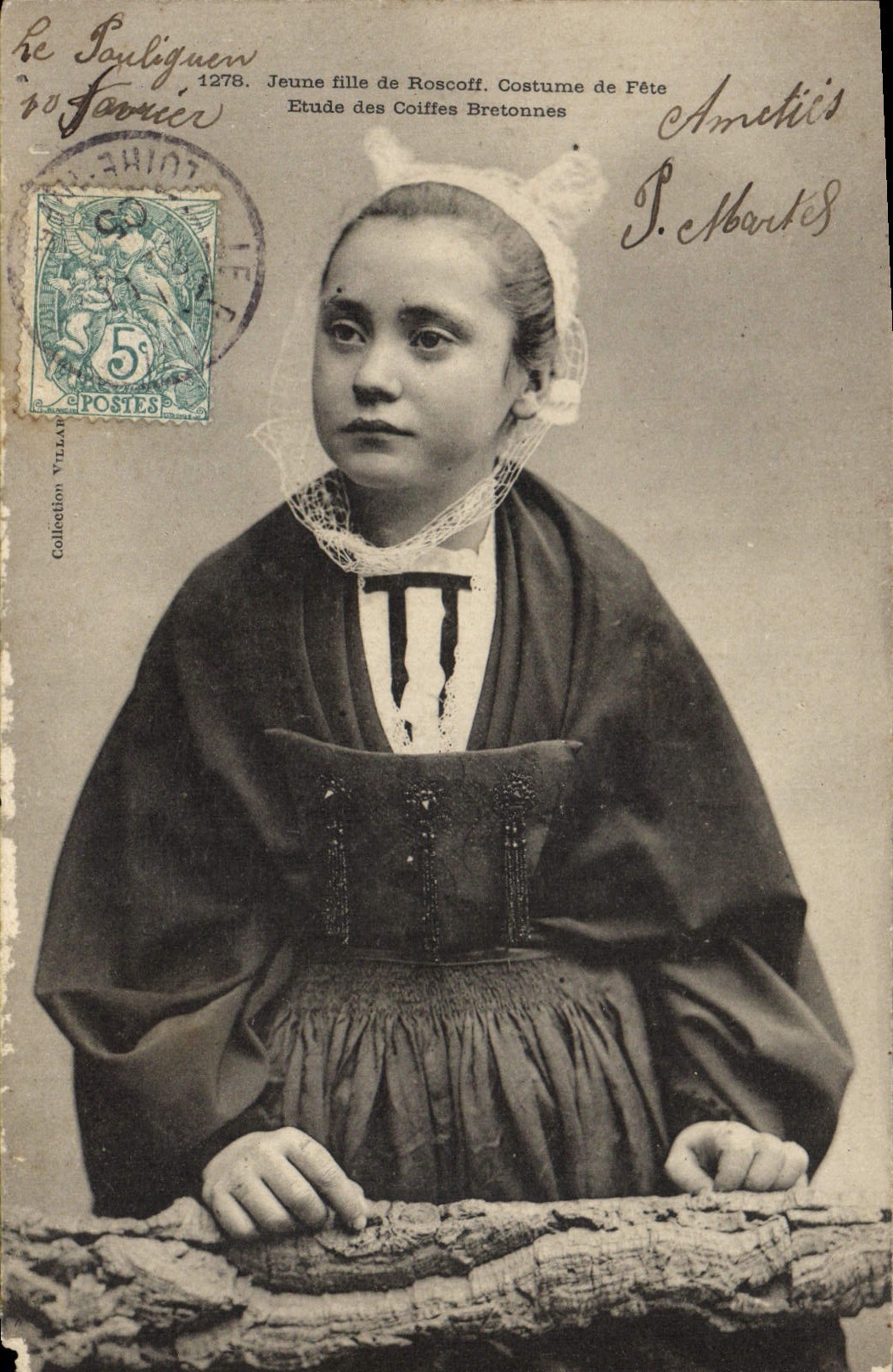 Postal Folclore Muchacha de Roscoff