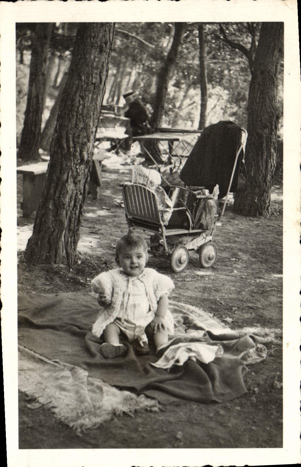 CARTE PHOTO Enfant Bebe Poussette 