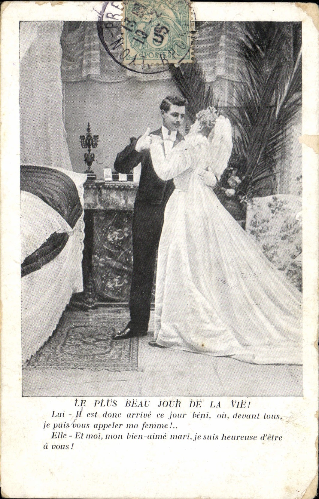 Vintage Postcard Fantasy Woman Marriage more the beautiful day of the life