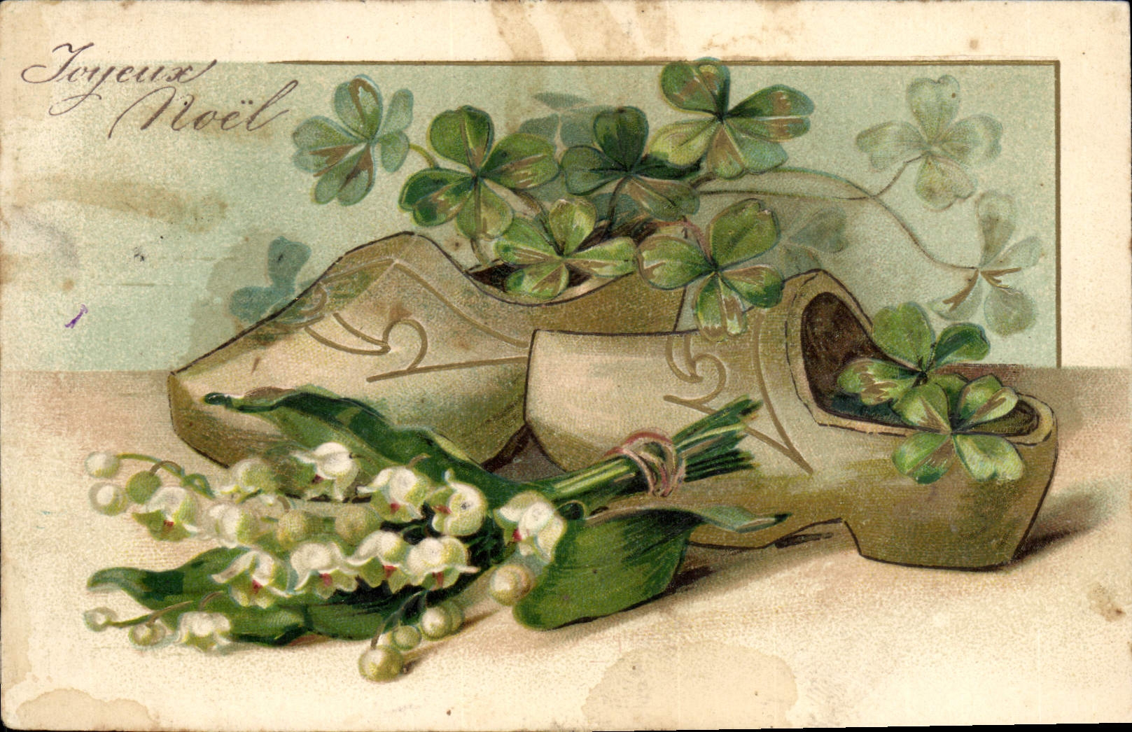 CPA Sabot Fantaisie Trefles Fleurs 