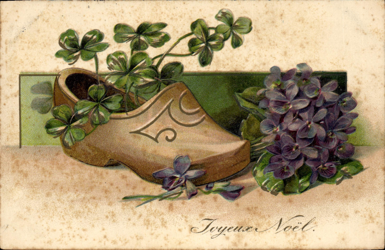 CPA Sabot Fantaisie Trefles Fleurs