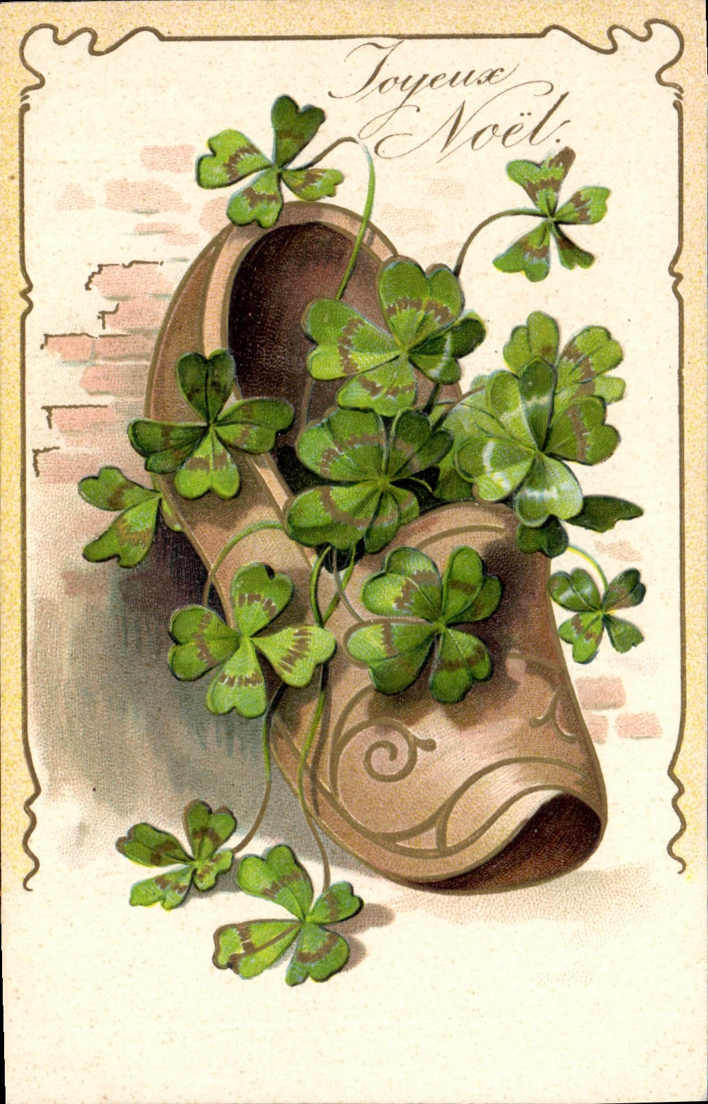 CPA Sabot Fantaisie Trefles Fleurs 