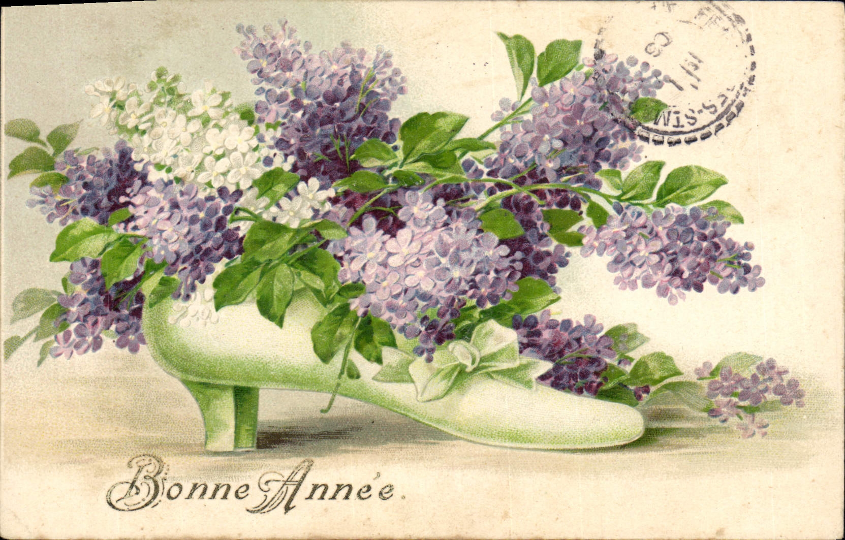 CPA Fantaisie Chaussure Fleurs 