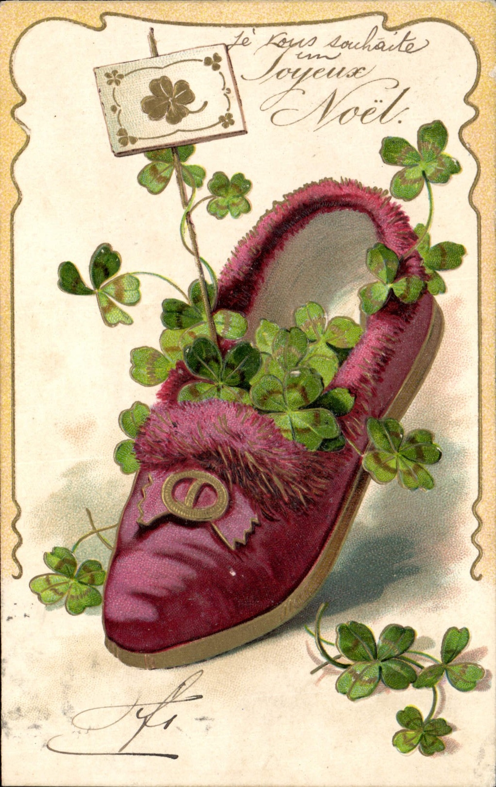 Vintage Postcard Slipper Fantasy Clover
