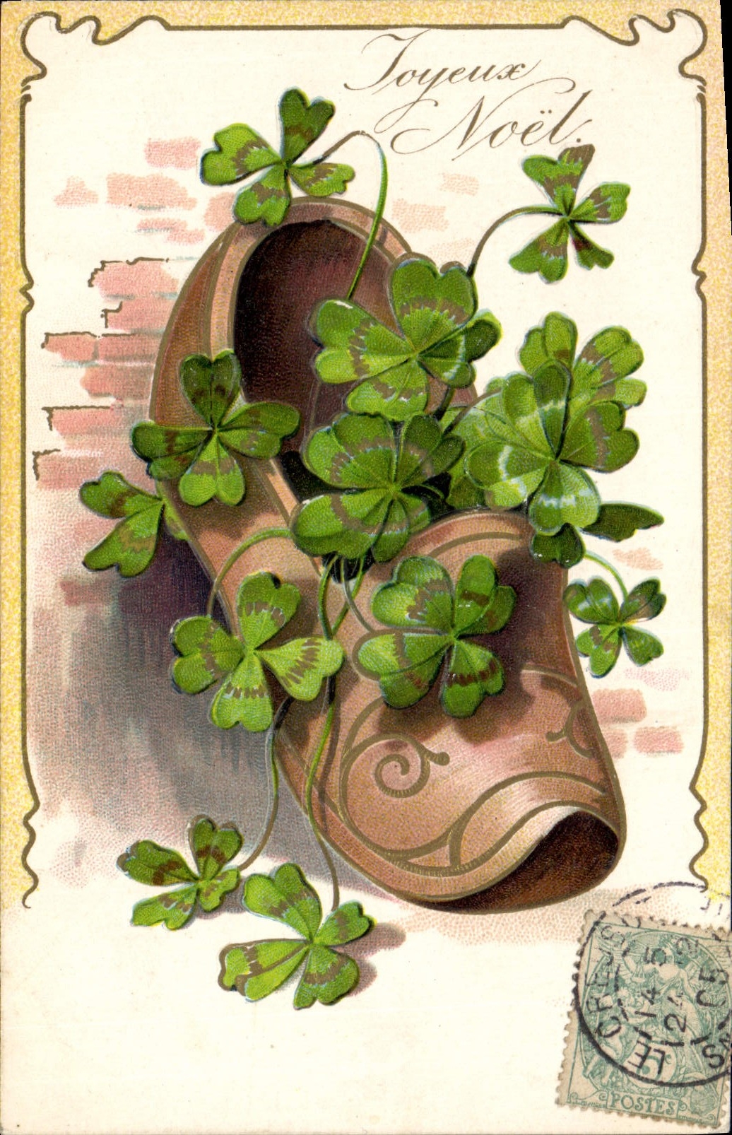 Vintage Postcard Shoe Fantasy Clover