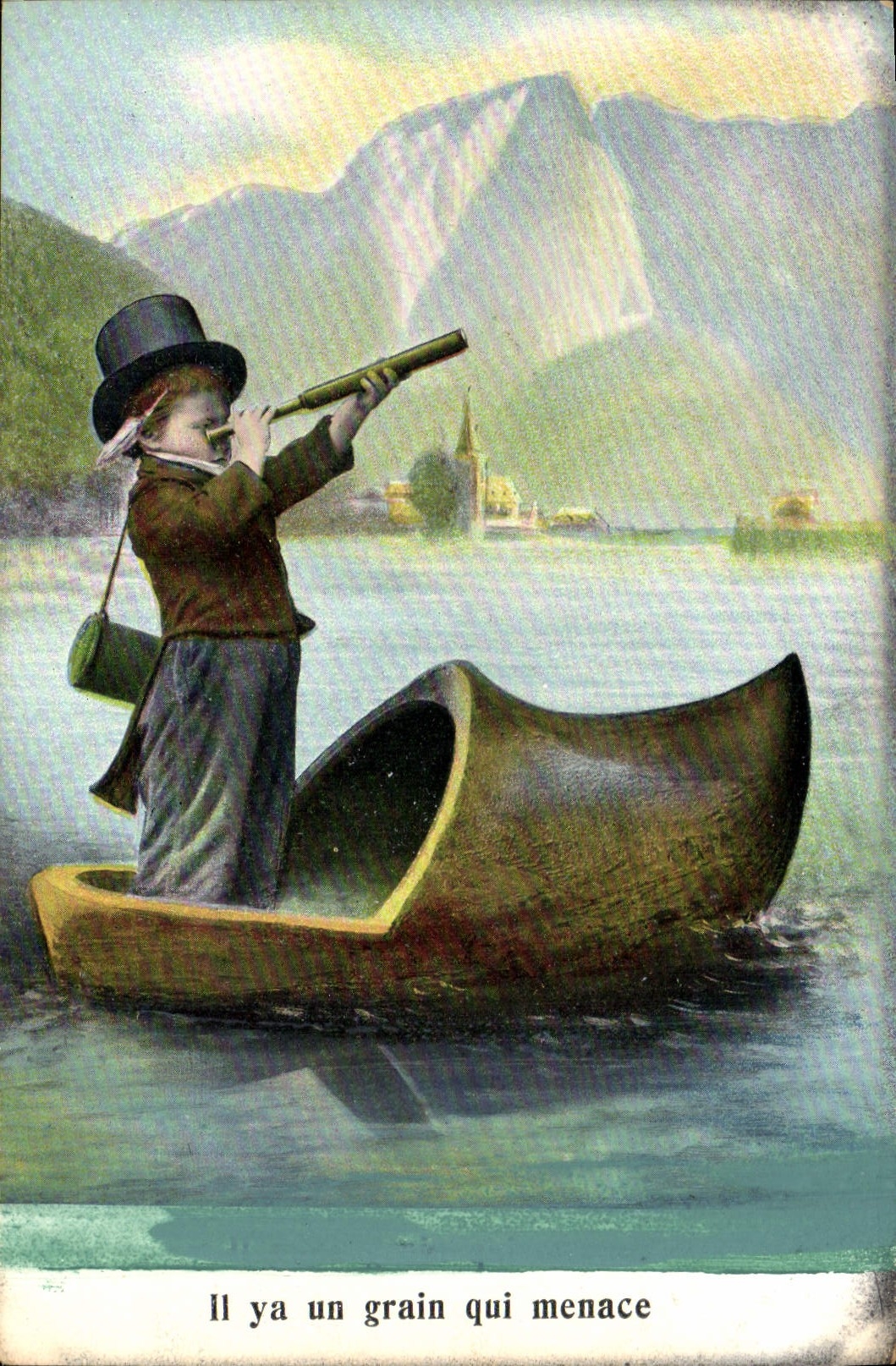 CPA Sabot Fantaisie Enfant Il y a un grain qui menace