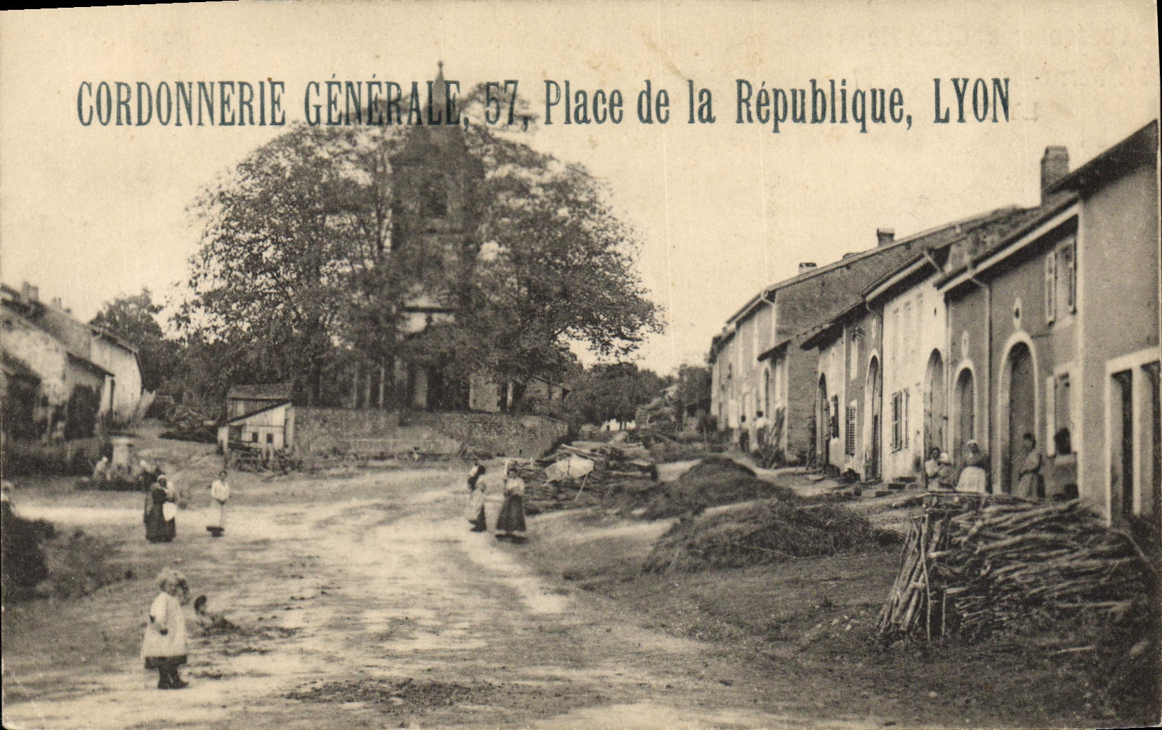 Vintage Postcard Coordonnerie Shoes general place of the Lyon Republic