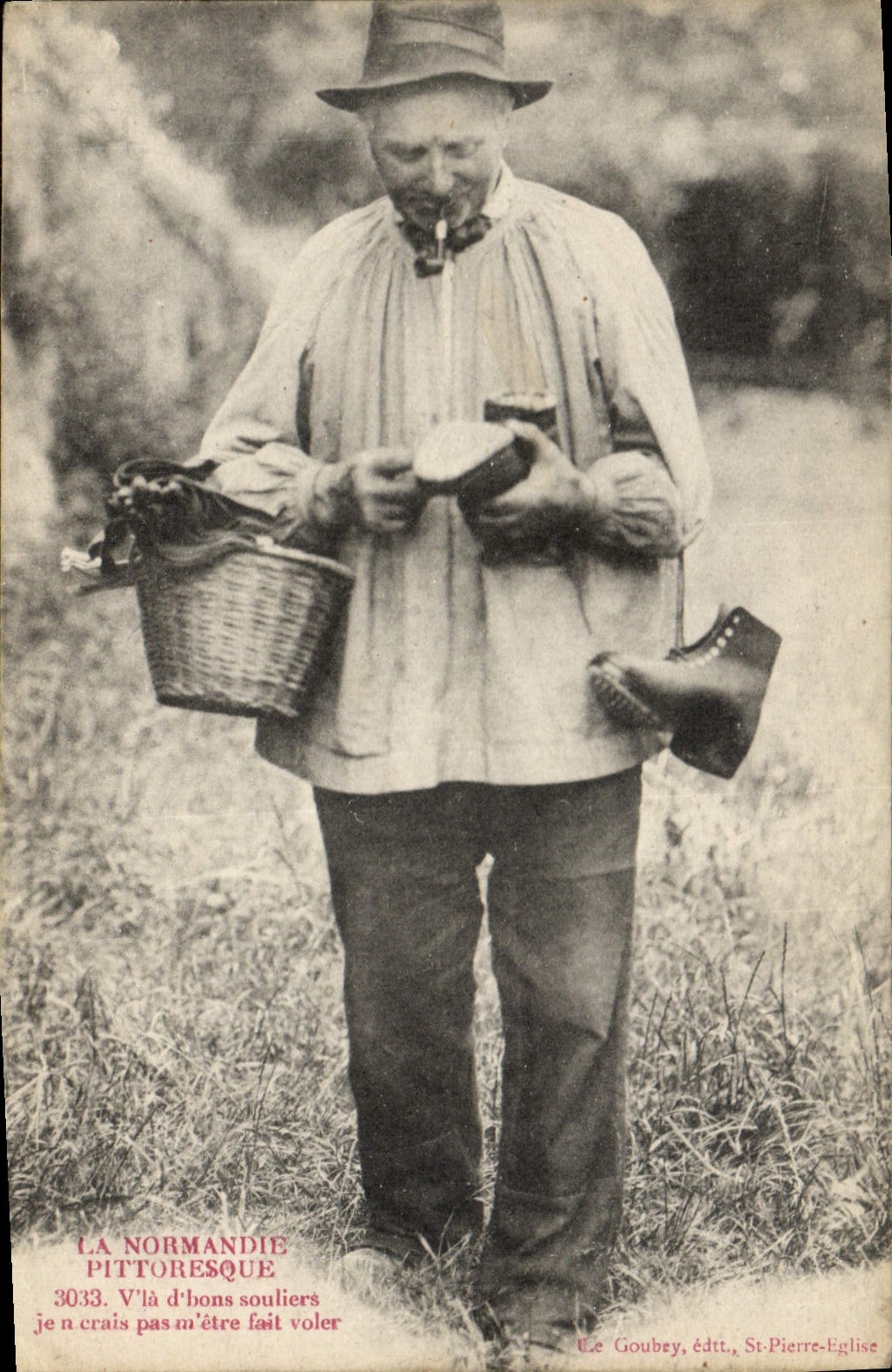 Vintage Postcard Shoe Normandy Sabot-maker Shoes