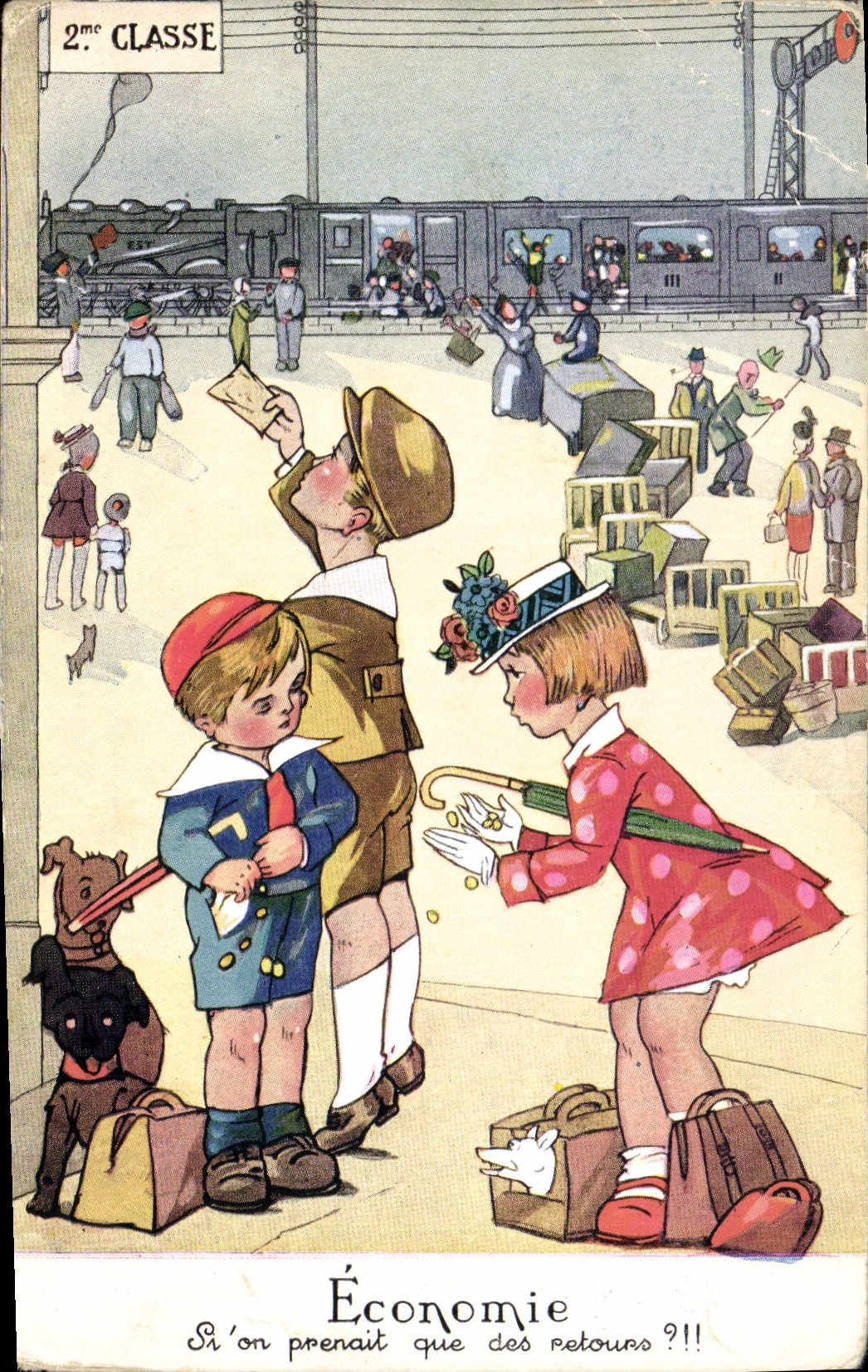 CPA Fantaisie Illustrateur Enfants Economie Train 