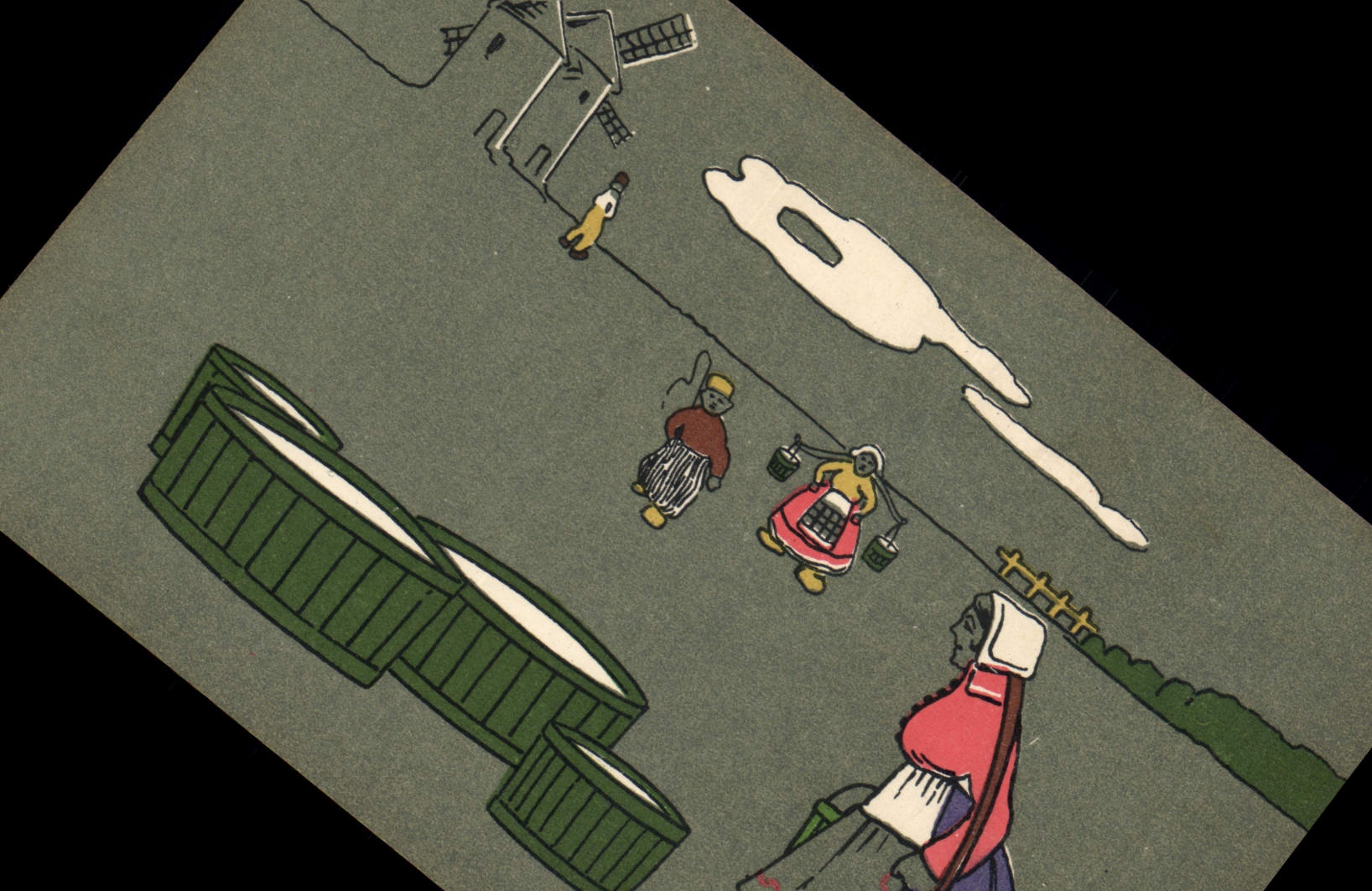 CPA Fantaisie Illustrateur Femme Folklore Moulin a vent 