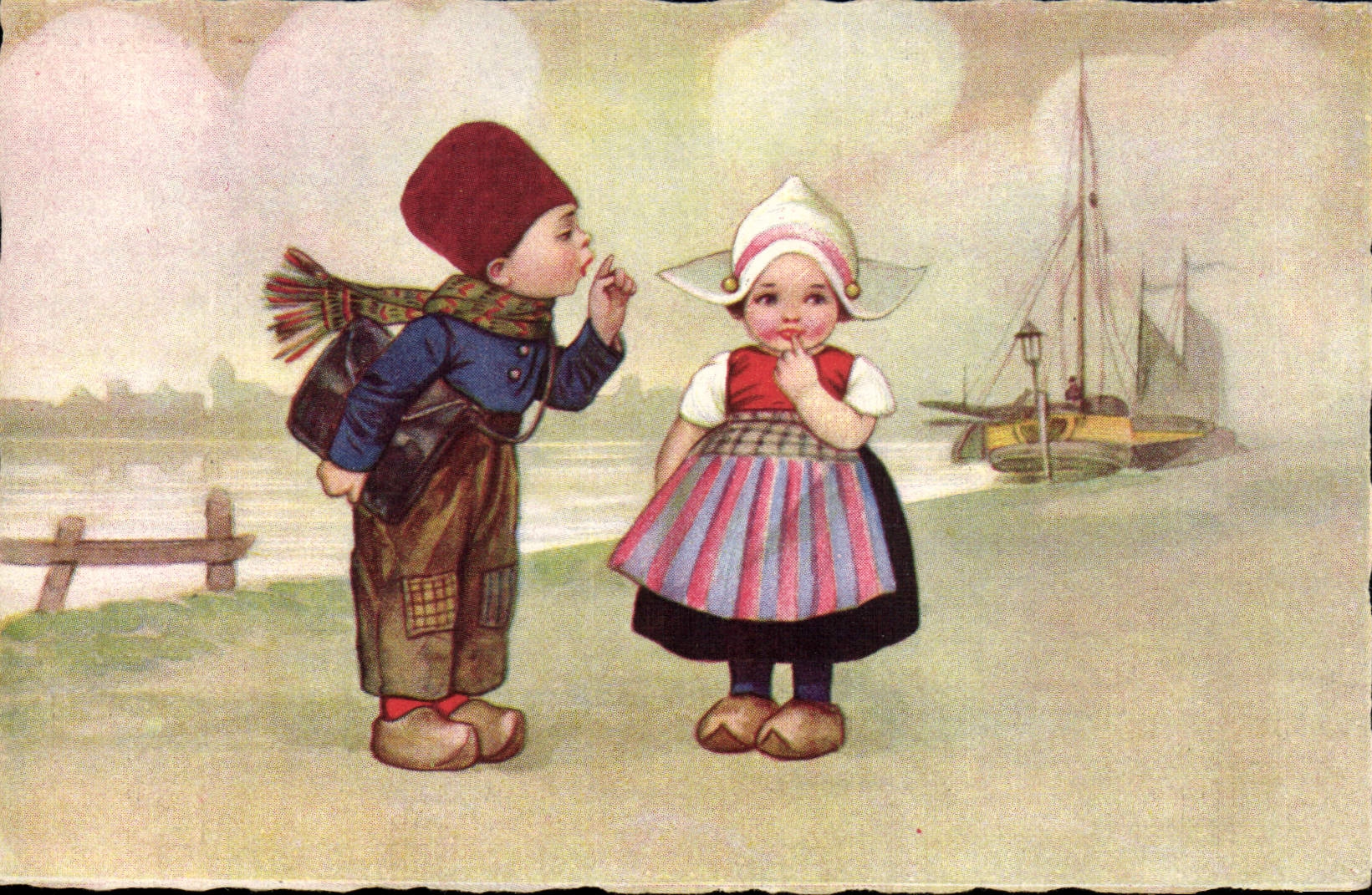 CPA Fantaisie Illustrateur Enfants Bateau de peche 