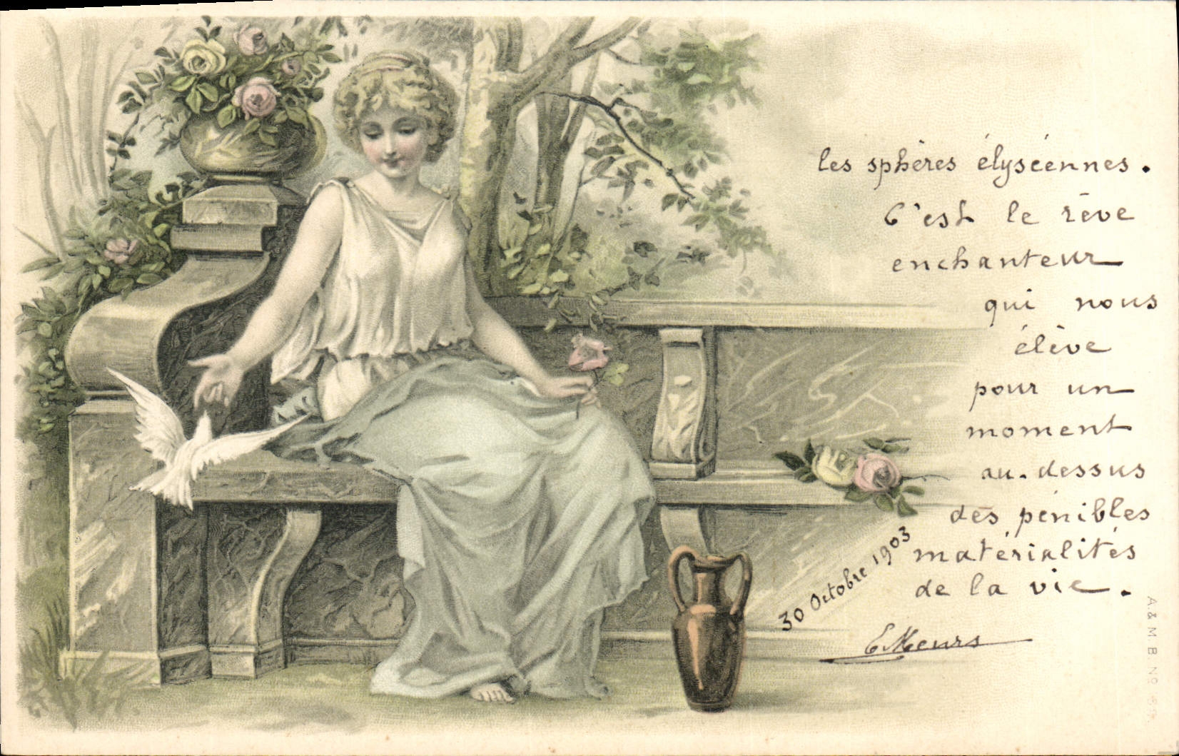 Postal Fantasia Ilustrador Mujer Perno