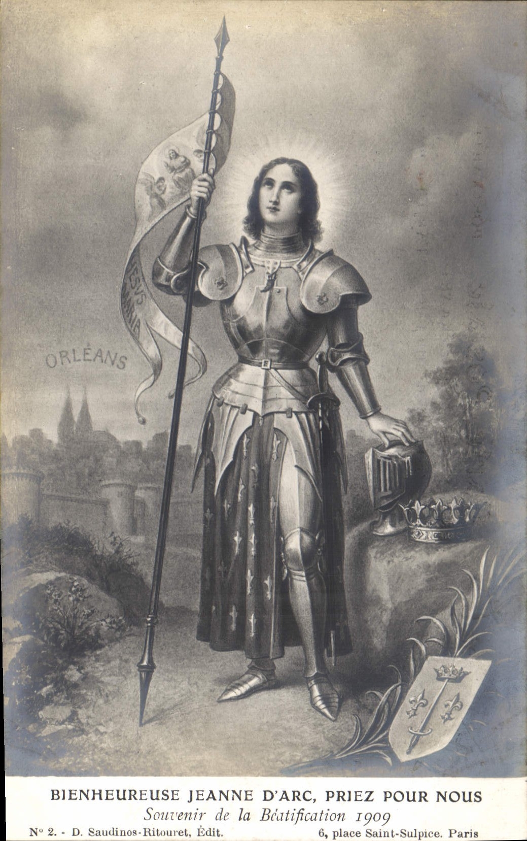Vintage Postcard Joan of Arc Memory of the beatification 1909