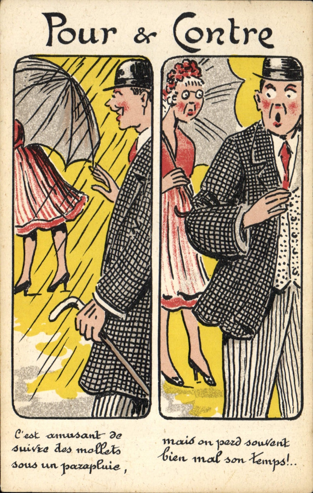 Postal Fantasia Ilustrador para y contra Paraguas