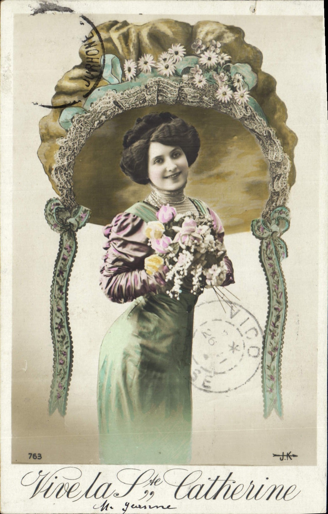 Vintage Postcard Fantasy co. Catherine Femme Bonnet