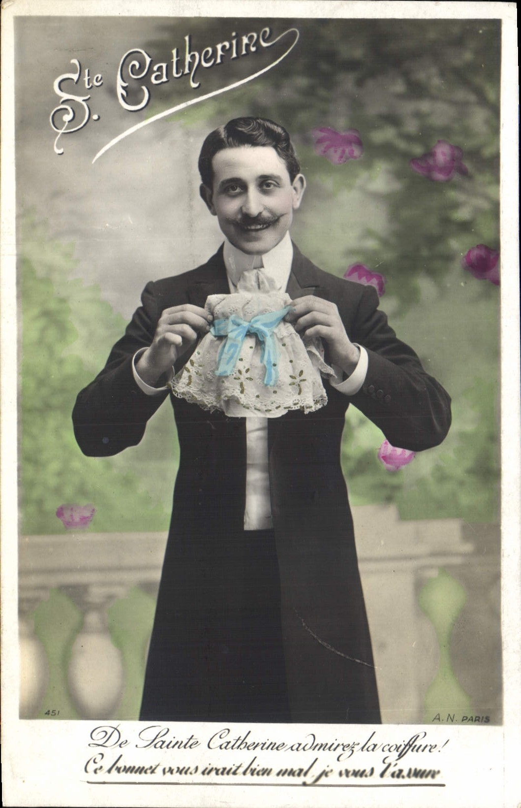 Vintage Postcard Fantasy co. Catherine Homme Bonnet