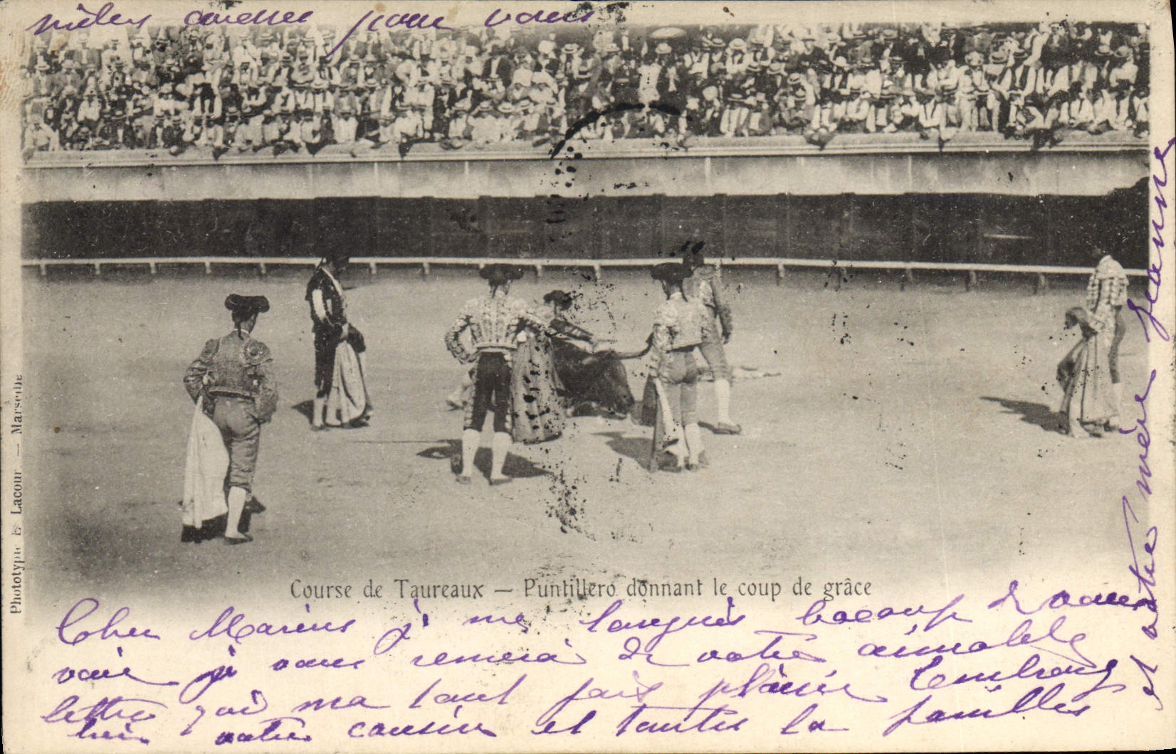 Postal Corrida Corrida de toros Puntillero que dan el golpe de gracia