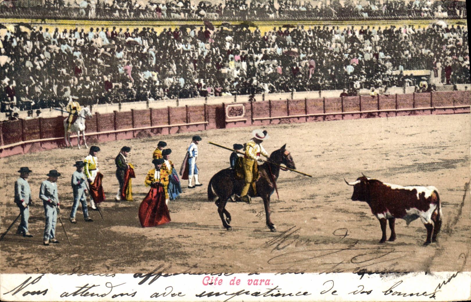 Postal Corrida Curso de toros CINE de vara