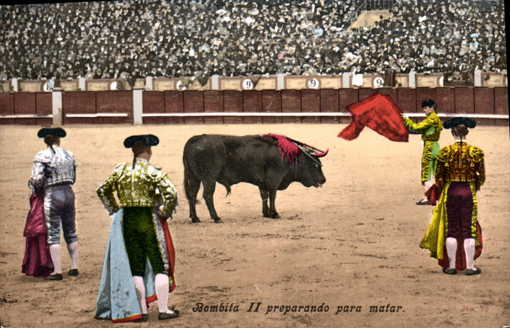 Postal Corrida Corrida de toros Bombita él preparando previo matar