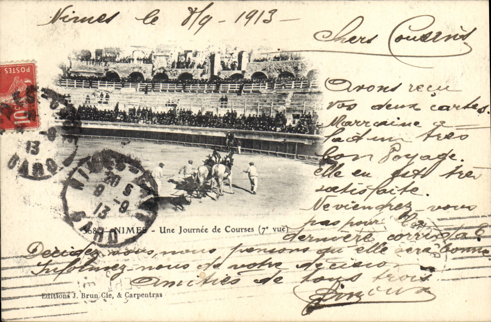 Postal Corrida Corrida de toros Nimes un día de cursos