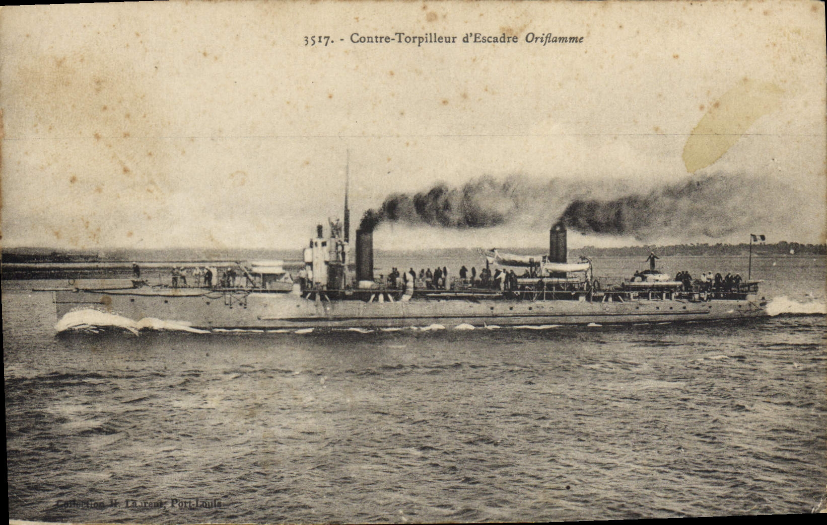Vintage Postcard Boat War Against destroyer of squadron Streamer