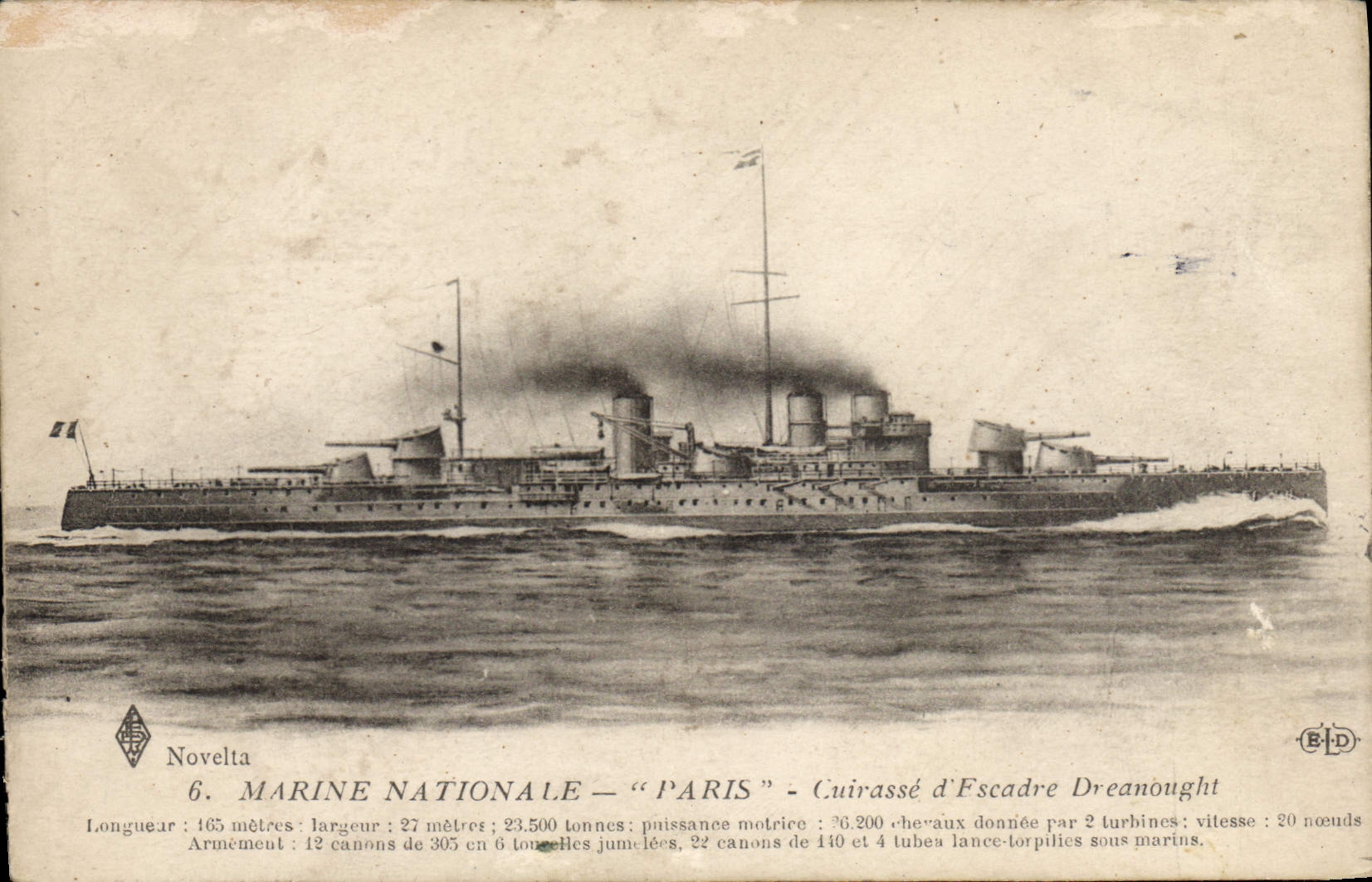 Vintage Postcard Bateau Paris War Armours Dreadnought squadron