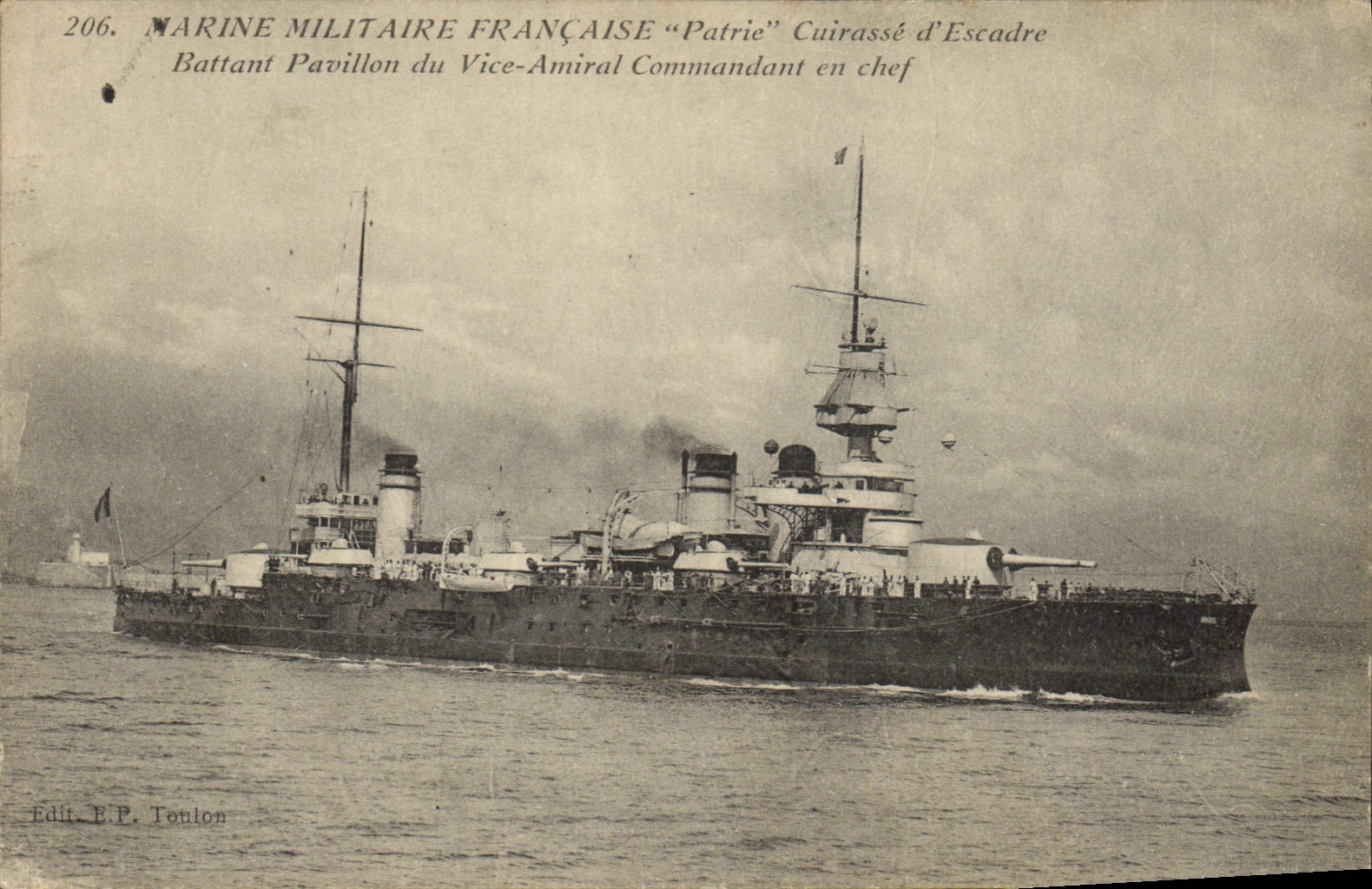 Vintage Postcard Bateau War Fatherland Armours squadron in chief Beating house of Ordering the Amireal Defect