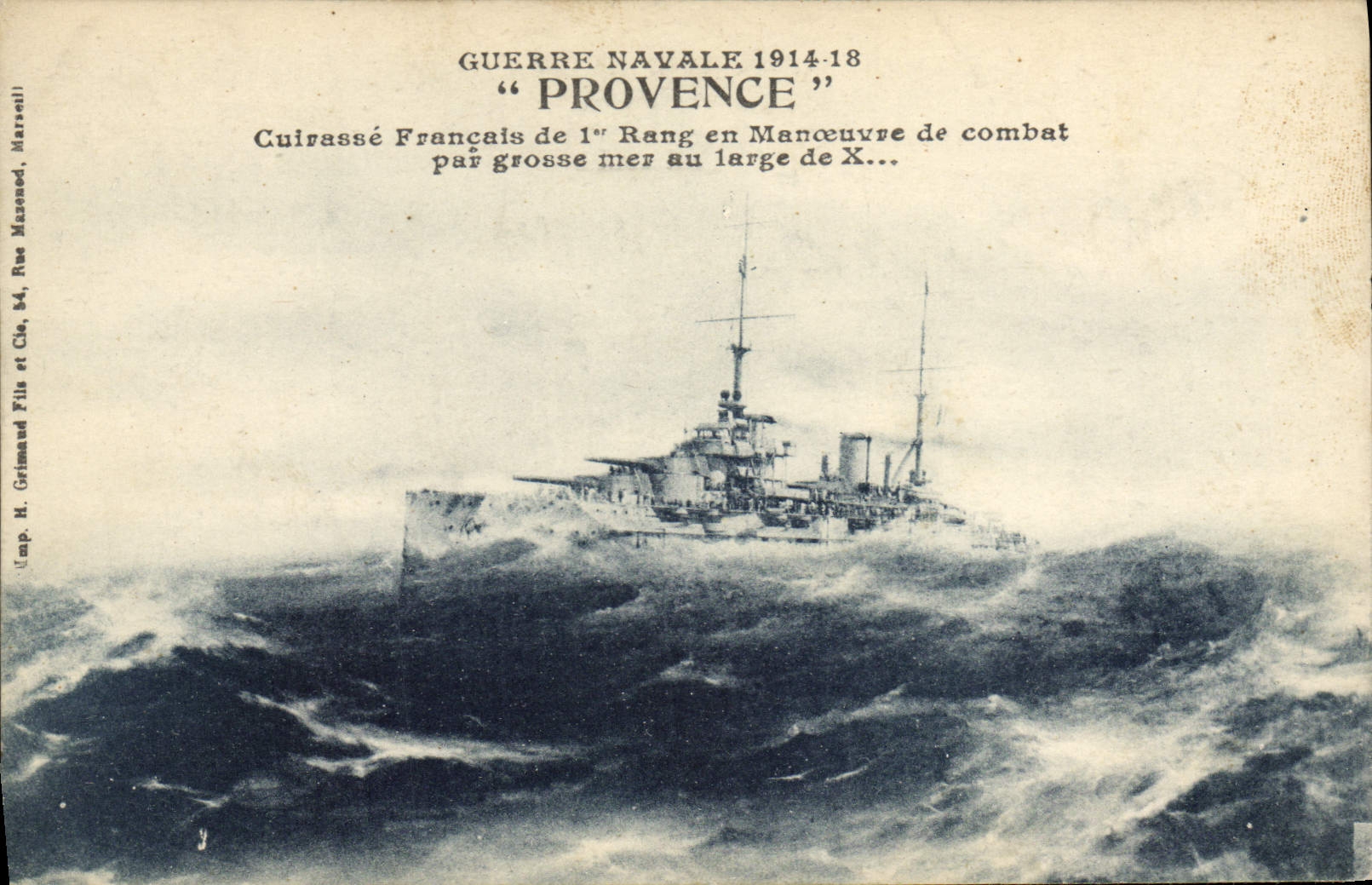 CPA Bateau Guerre Provence Cuirasse Francais de 1er rang en manoeuvre 