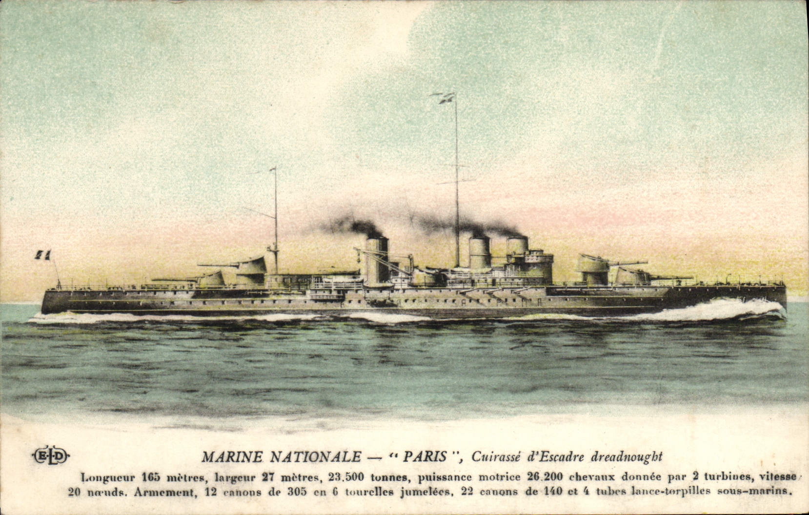 CPA Bateau Guerre Paris Cuirasse d'escadre Dreadnought 