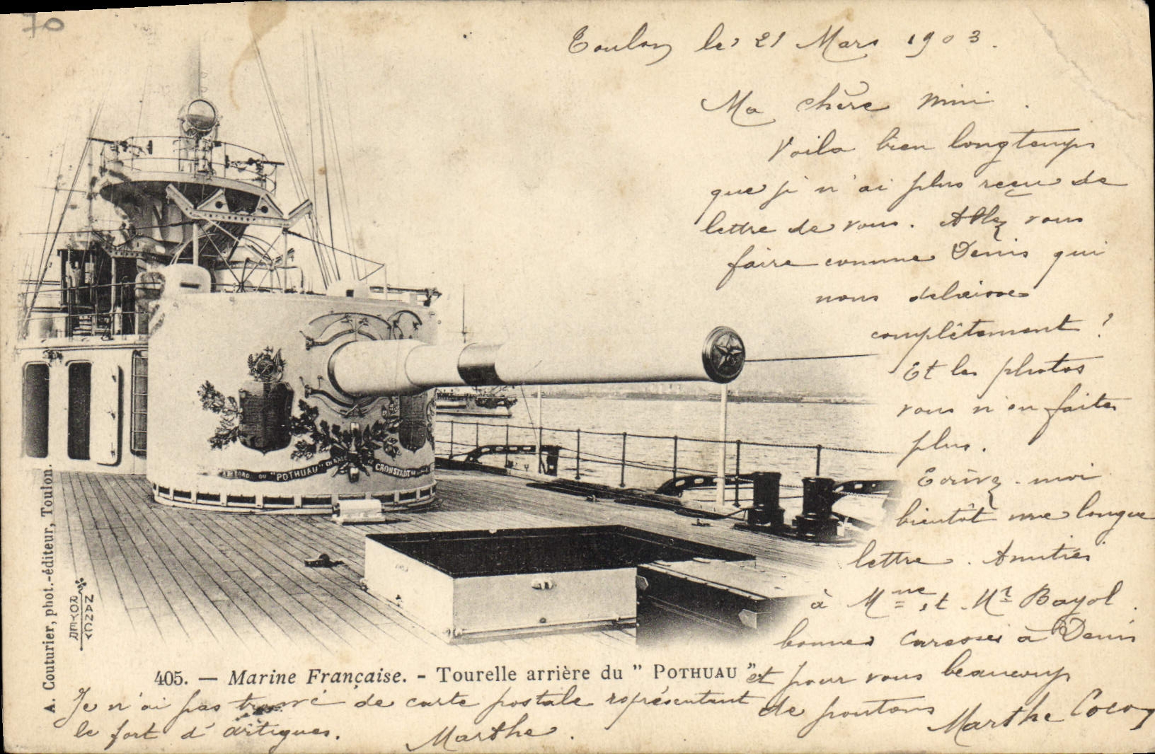 CPA Bateau Guerre Tourelle arriere du Pothuau 