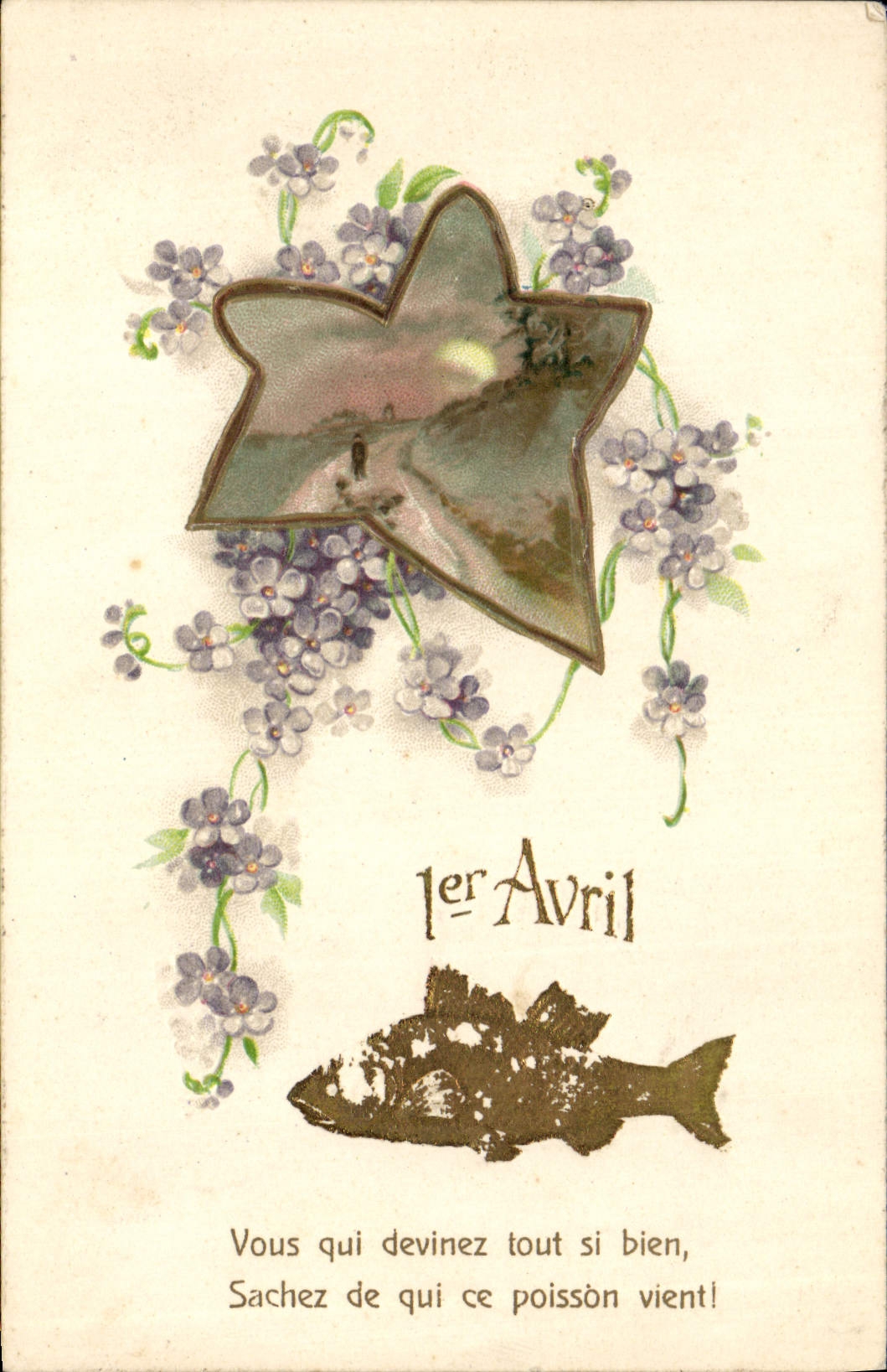 CPA Fantaisie Fleurs Poisson 1er Avril