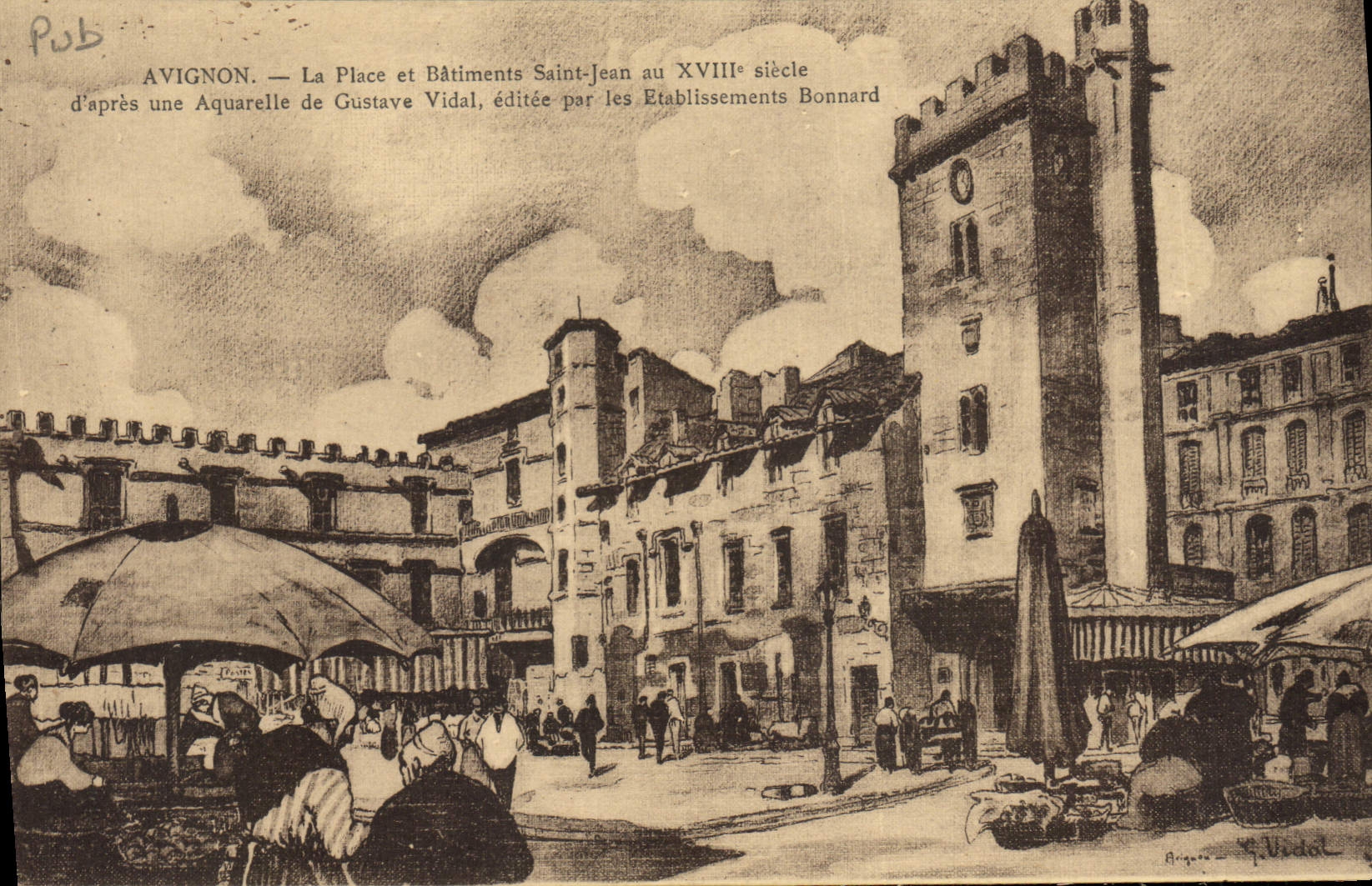 CPA Avignon La Place et batiments Saint Jean Etablissements Bonnard Vente direct Blanc Lingerie Literie 