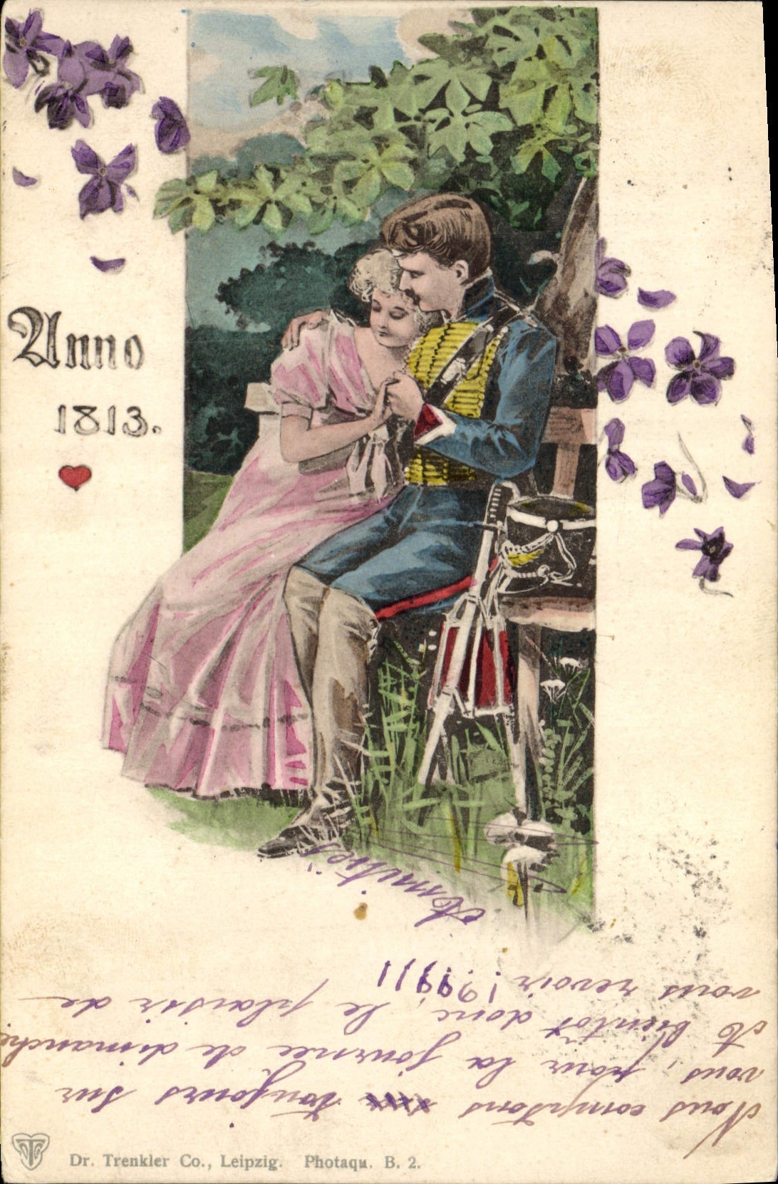 Postal Fantasia Ilustrador Mujer Militaria