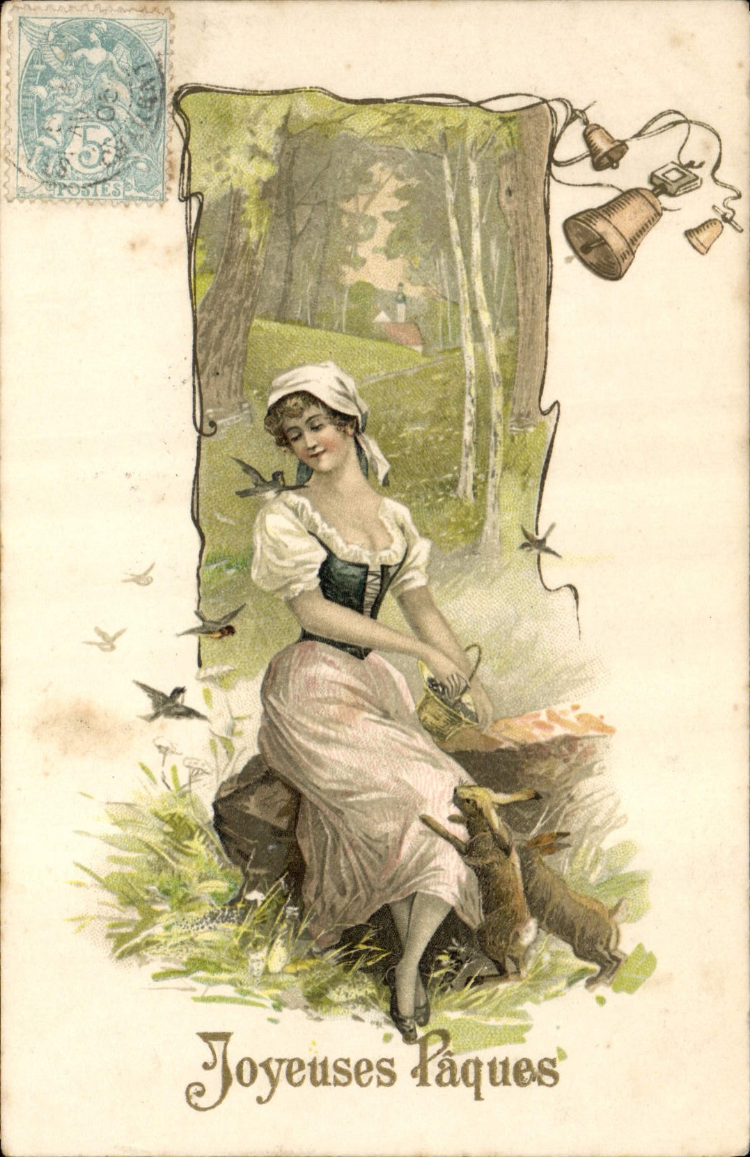 Postal Fantasia Ilustrador Mujer Pascuas