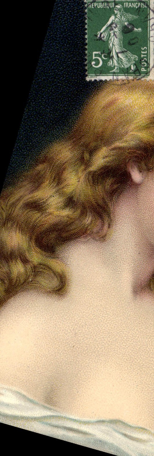 Postal Fantasia Ilustrador Mujer Seda