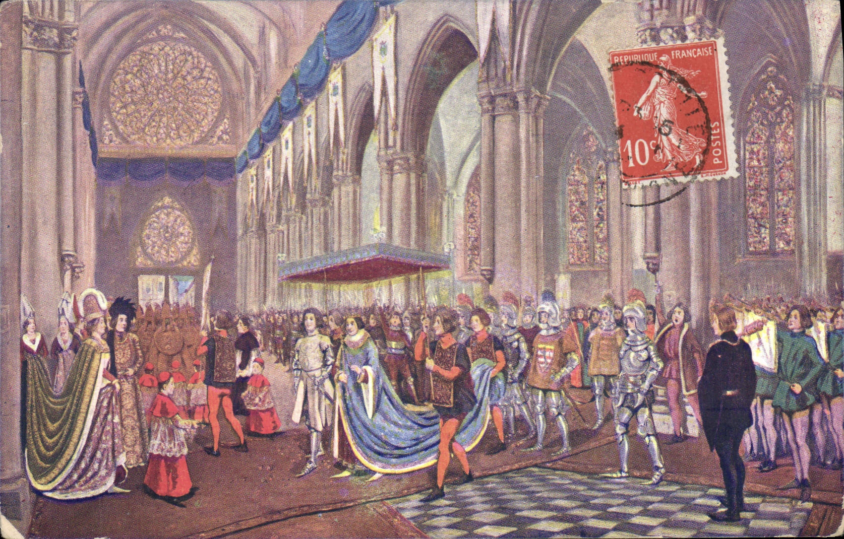 CPA Jeanne d'Arc Apres la ceremonie du sacre de Charles VII dans la cathedrale de Reims 