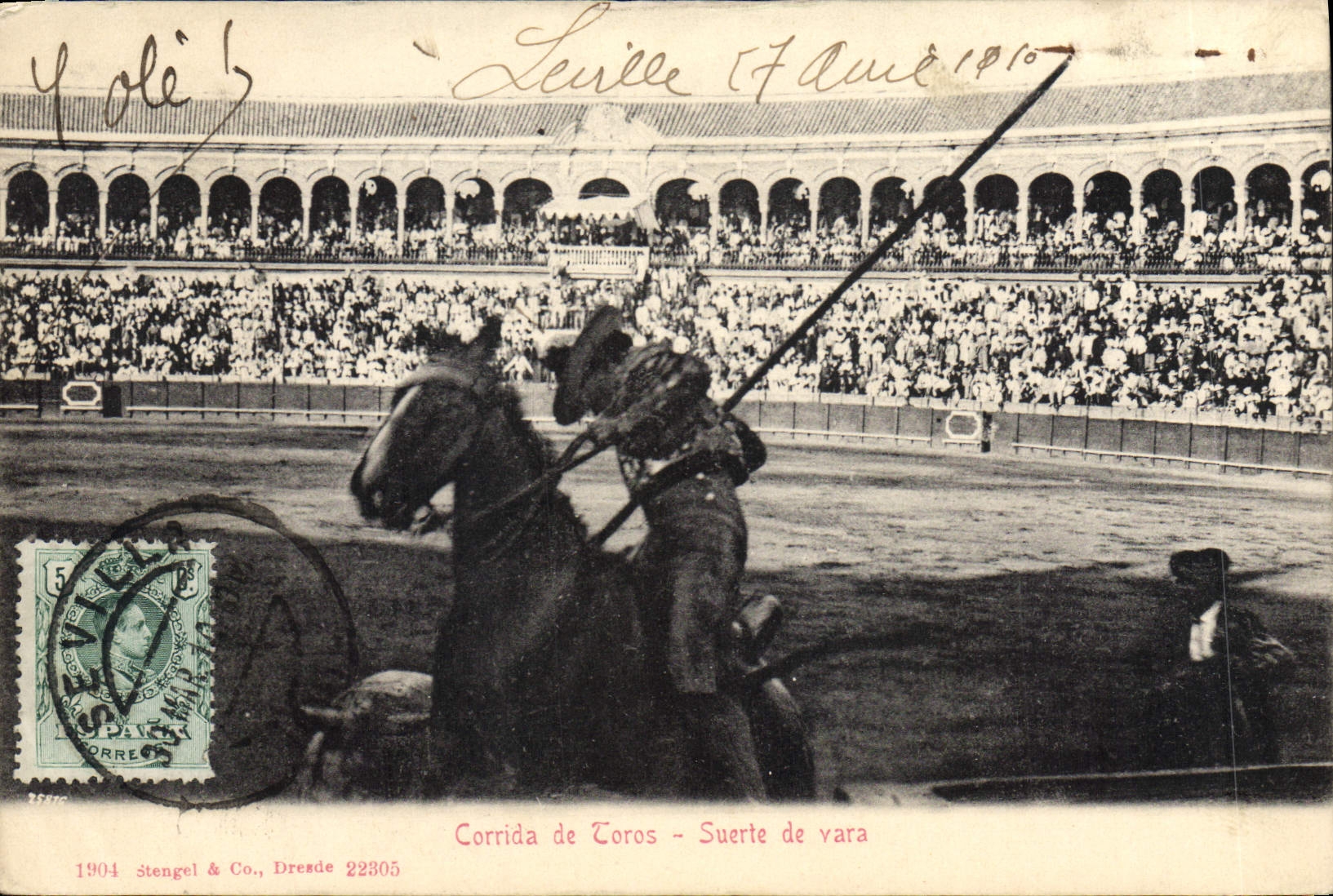 Postal Corrida Corrida de toros Corrida de toros Suerte de vara