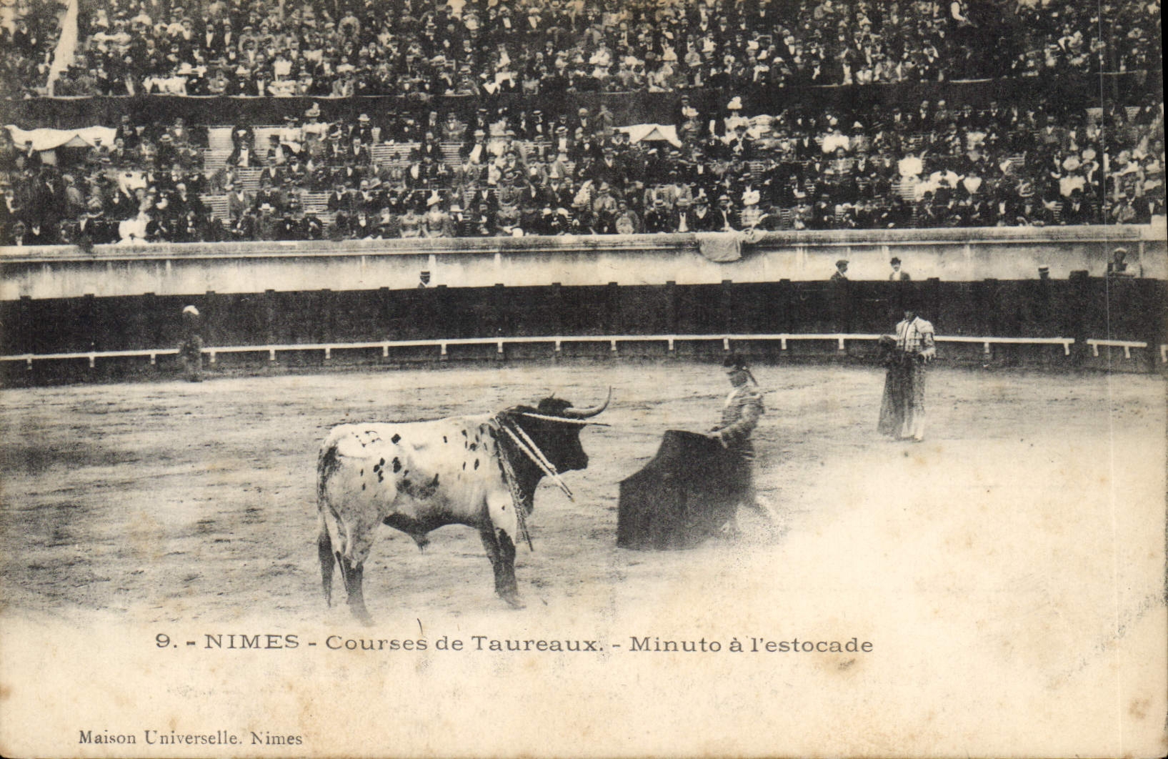 CPA Corrida Course de taureaux Nimes Minuto a l'estocade