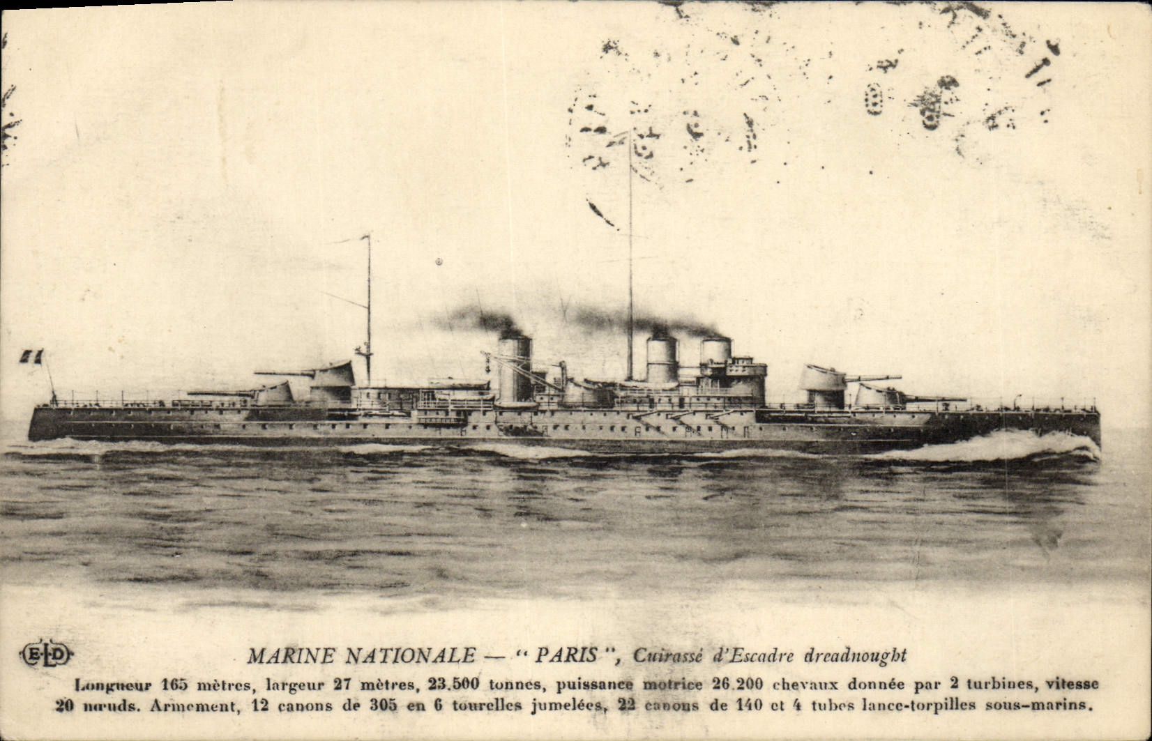 CPA Bateau de Guerre Paris Cuirasse d'escadre Dreadnought
